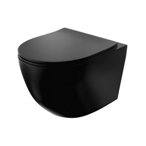 WC suspendu SINTO BLACK – noir mat, sans bride, avec abattant frein de chute - Image principale