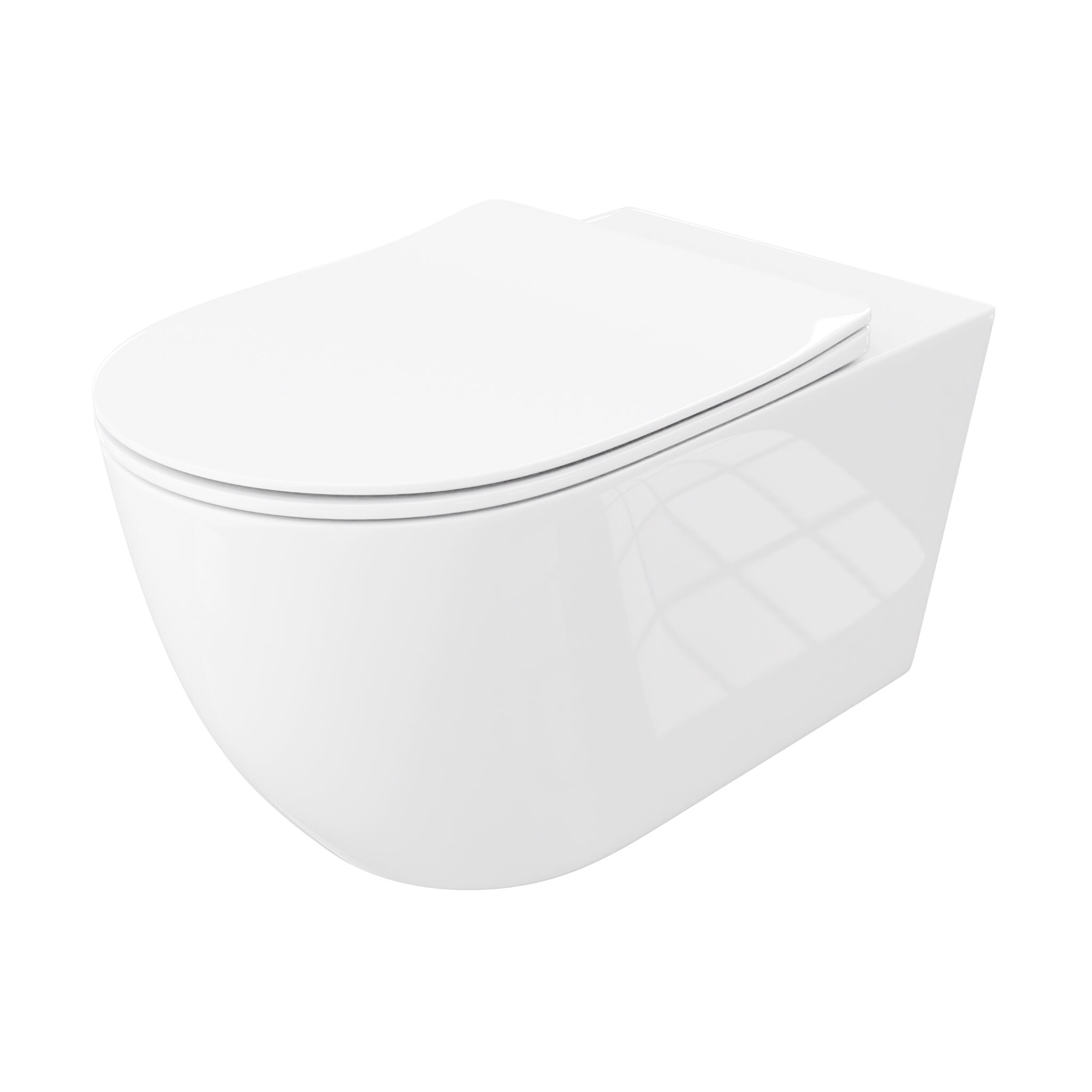 WC suspendu Sinto Grande – grand format, semi-ovale, blanc, avec abattant Slim