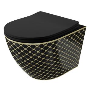 WC suspendu SOFI SLIM BLACK NIGHT avec abattant Slim, noir/or - Image principale