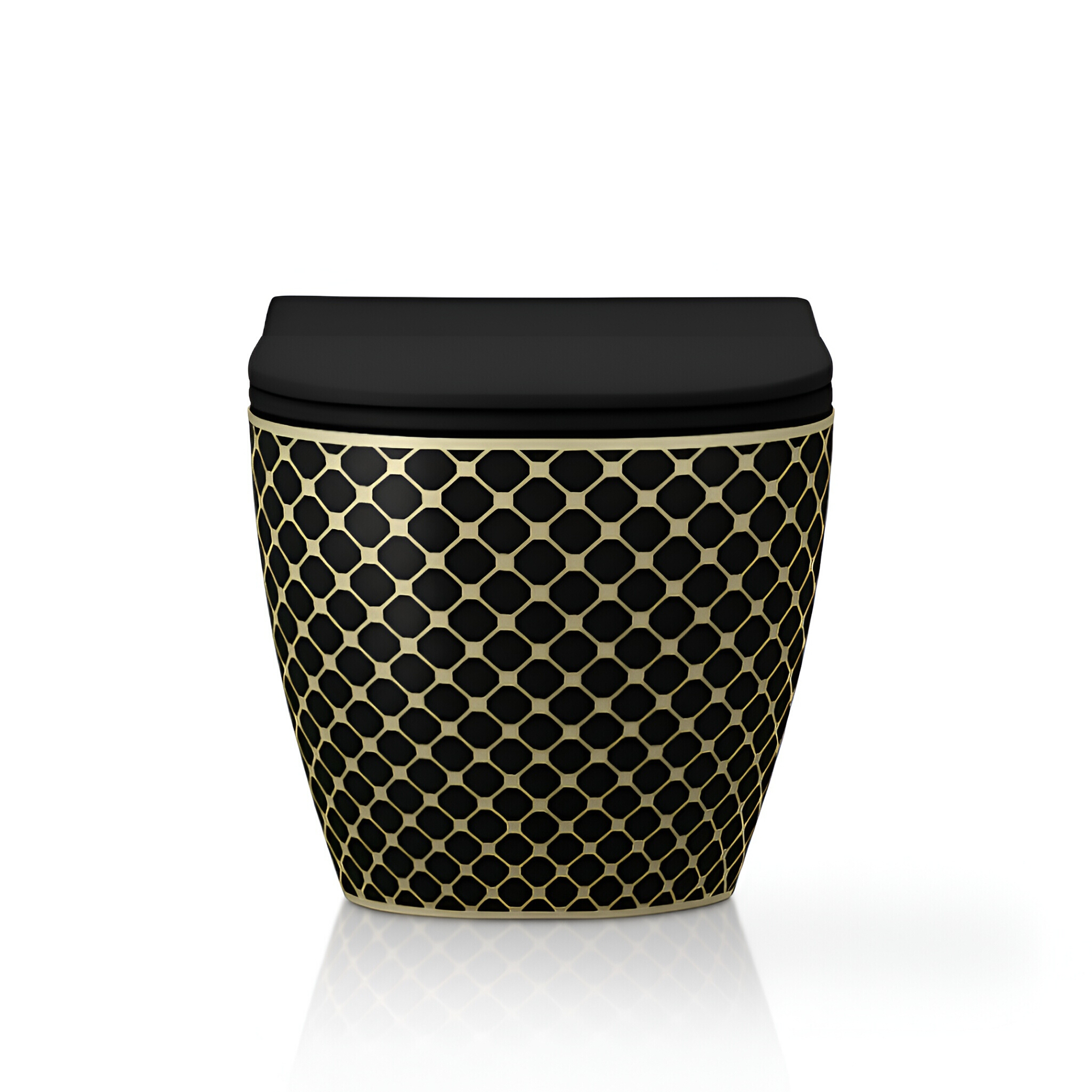 WC suspendu SOFI SLIM BLACK NIGHT noir et or avec abattant Slim noir