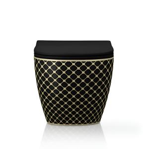 WC suspendu SOFI SLIM BLACK NIGHT avec abattant Slim, noir/or - Image supplémentaire