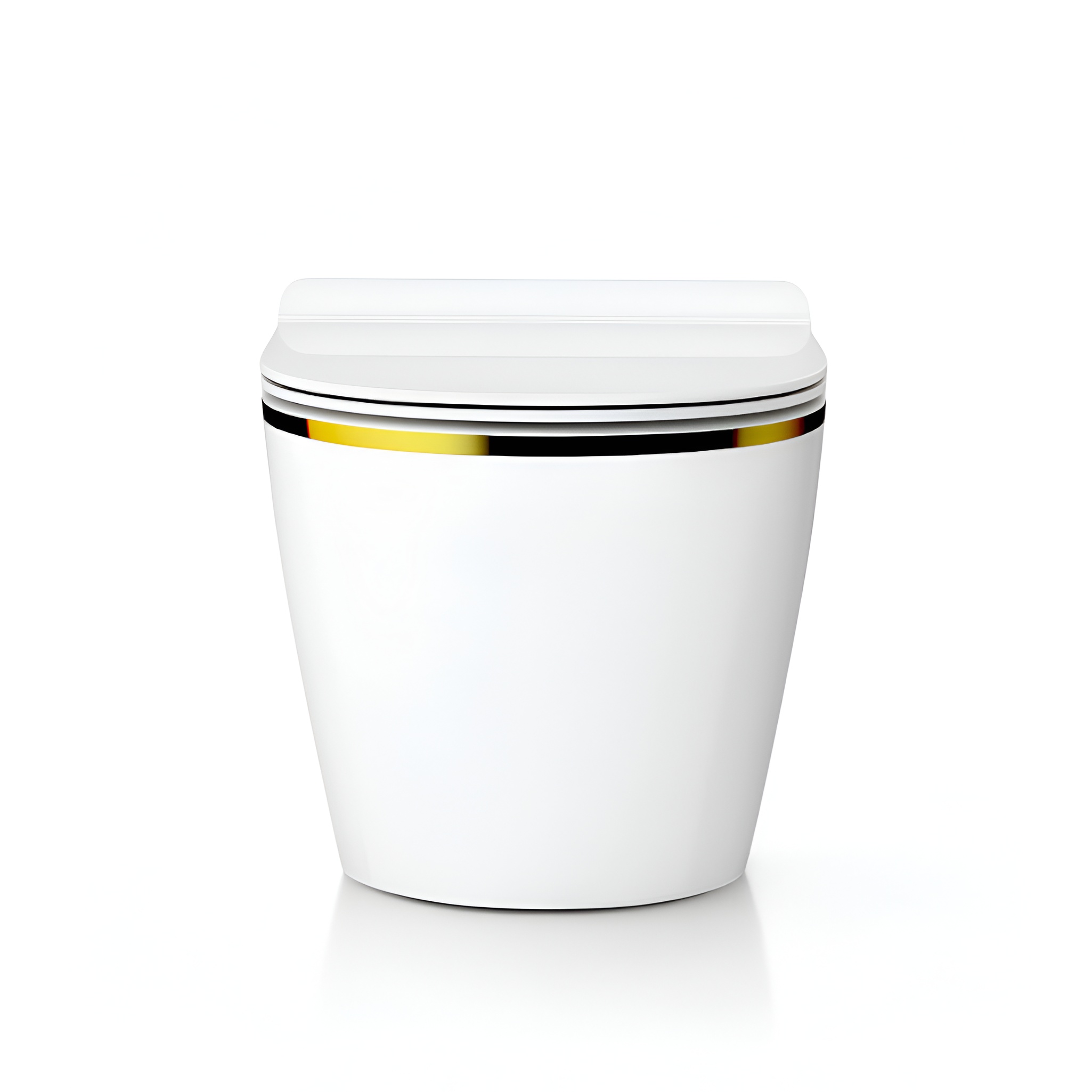 WC suspendu Sofi Slim Gold Line sans bride, blanc brillant