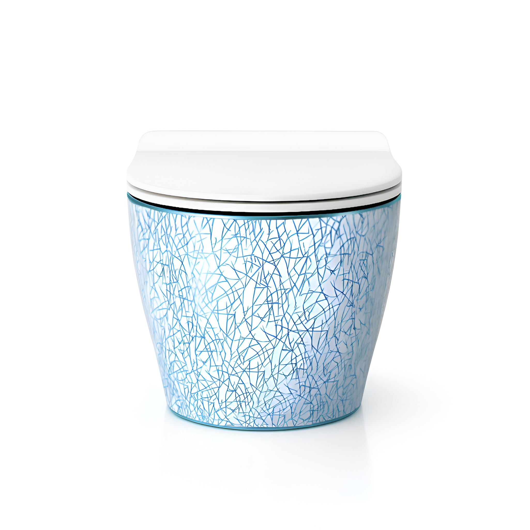 WC suspendu sans bride SOFI SLIM KRESZ à décor bleu