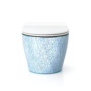 WC suspendu SOFI SLIM KRESZ avec abattant Slim et décor KRESZ bleu - Image supplémentaire