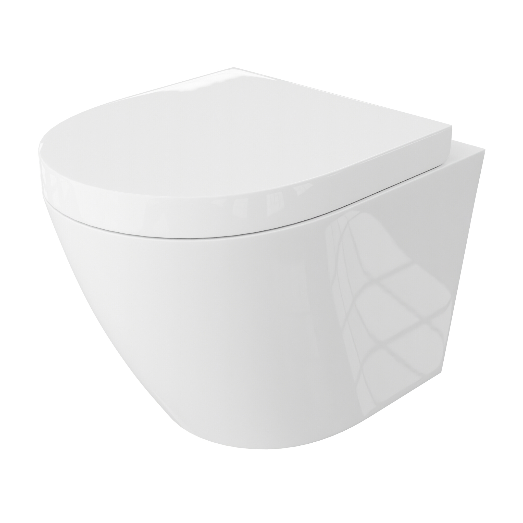 WC suspendu SOGO en céramique blanc brillant avec abattant blanc