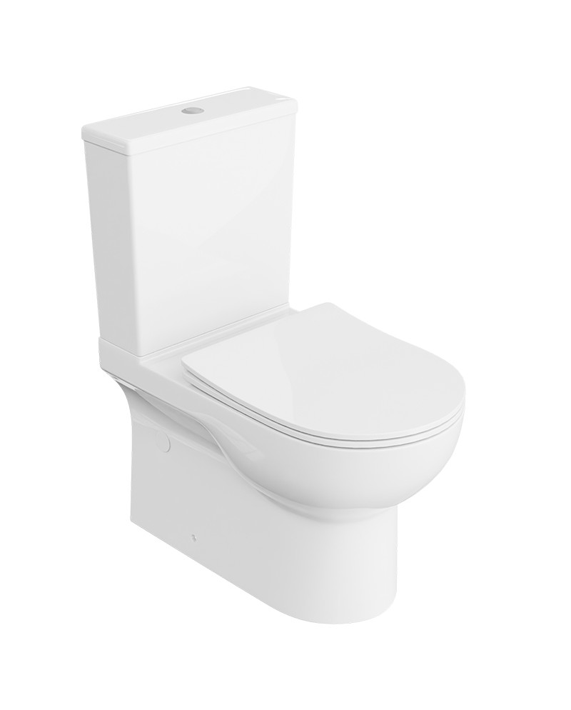 WC compact POSEJDON – semi-ovale, sans bride de rinçage, avec abattant à fermeture ralentie