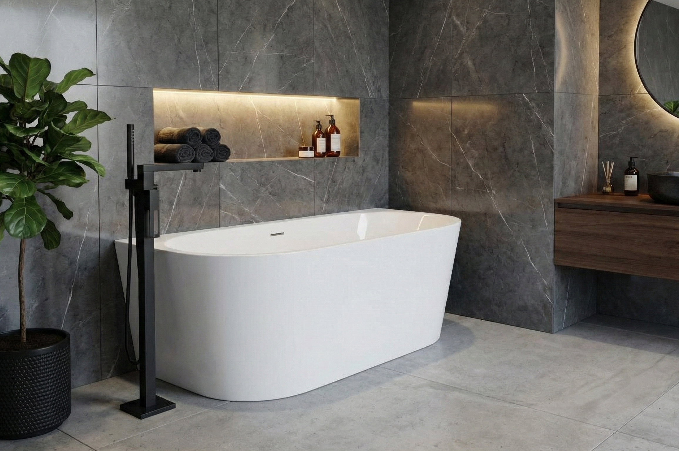 Baignoire ovale Caldera 2.0 1700 en blanc brillant