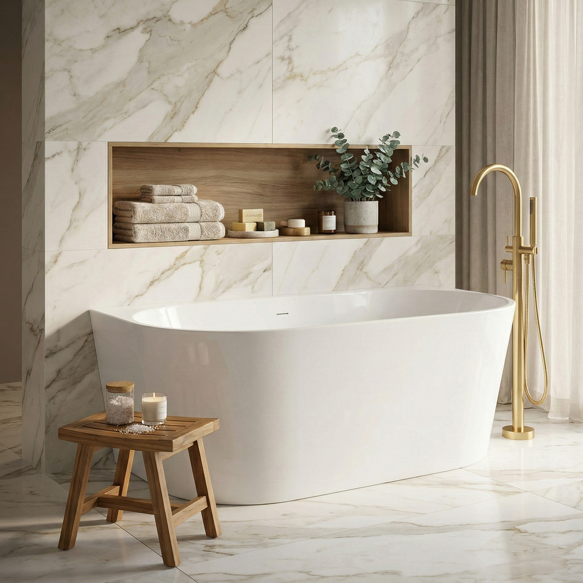 Baignoire en acrylique CALDERA 1500, blanc brillant