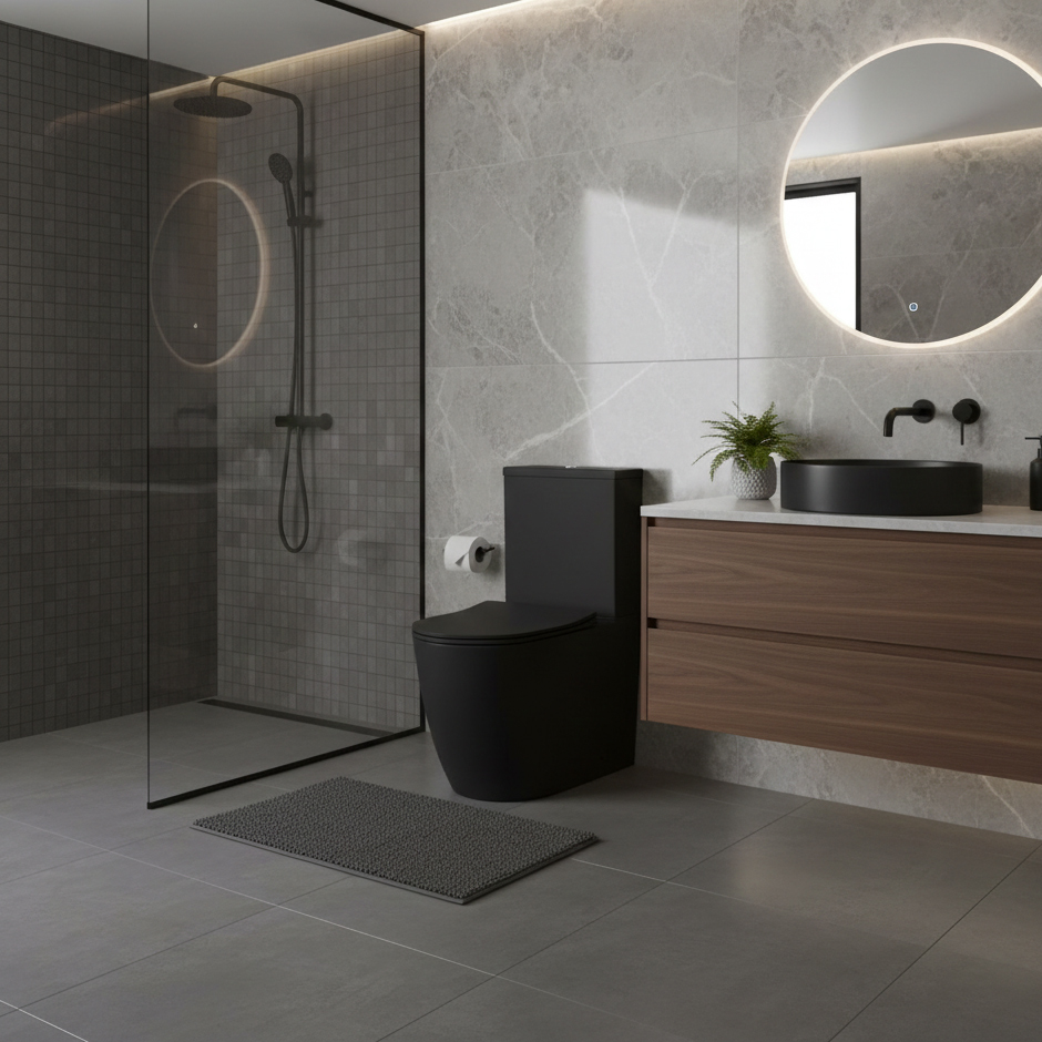WC compact NAUTILIUS BLACK noir mat aux courbes douces