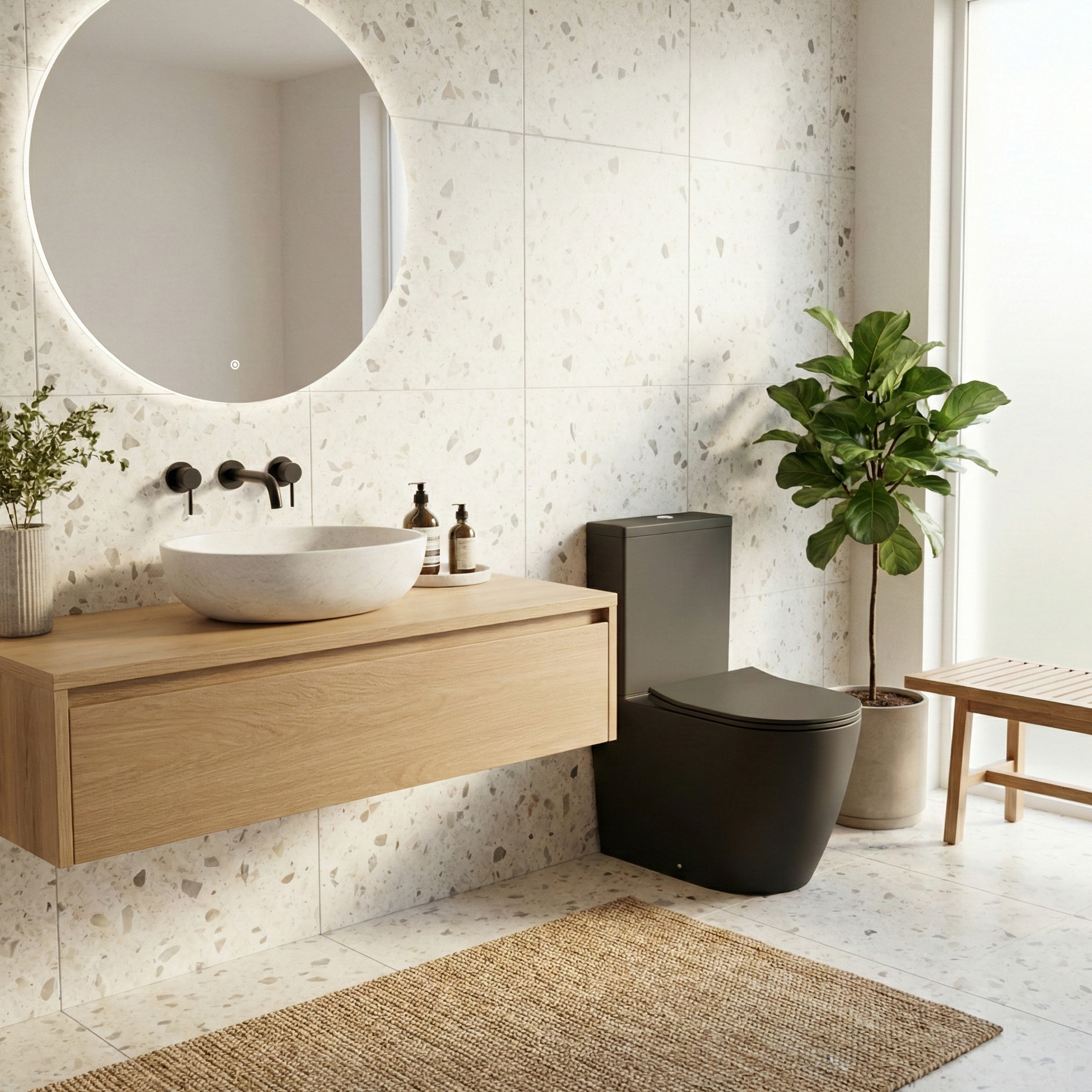 WC compact à poser NAUTILIUS BLACK, céramique noir mat