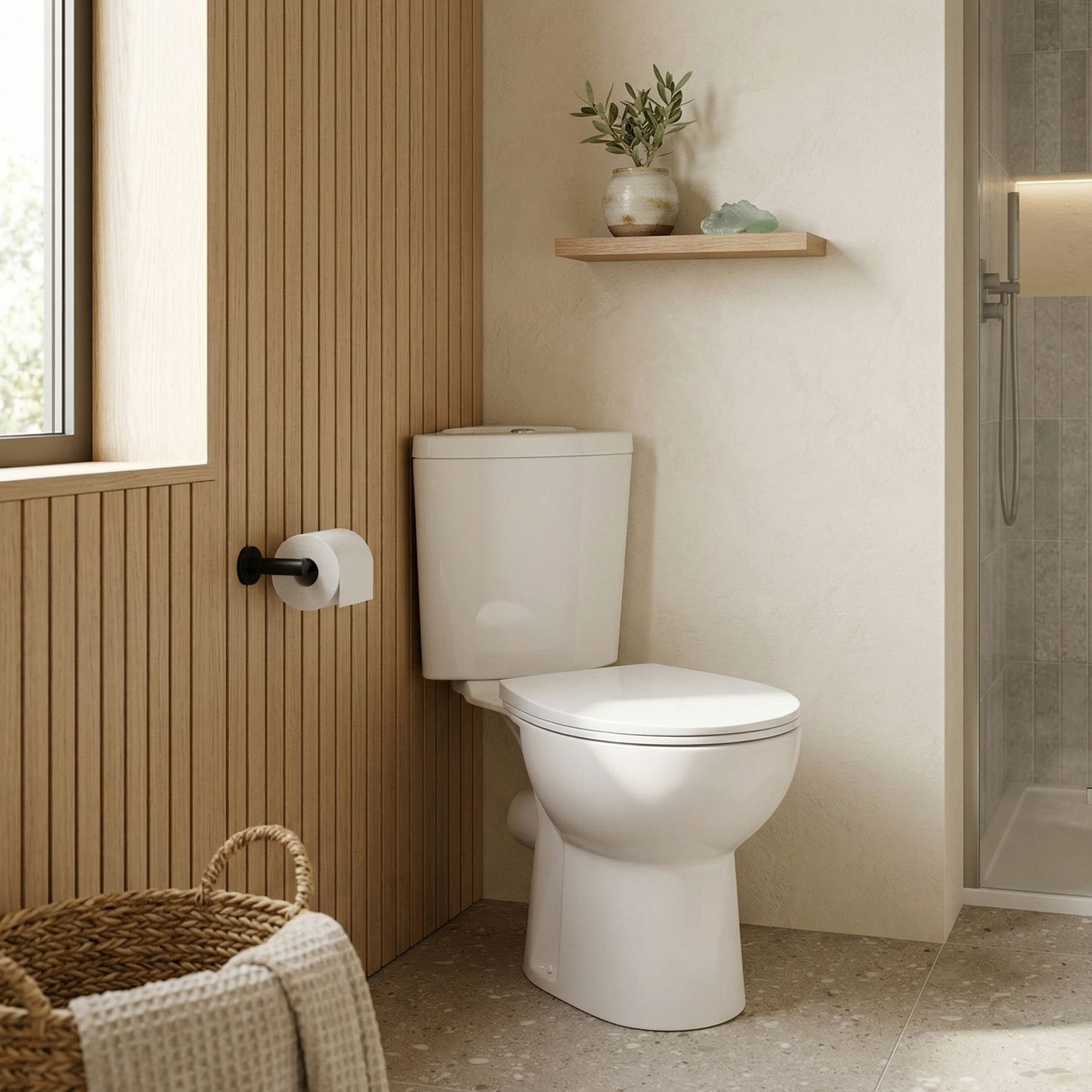 WC compact d'angle Bartolini blanc avec abattant