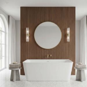 Baignoire îlot adossée au mur MENSOLA 1500 – rectangulaire, en acrylique, avec trop-plein - Image supplémentaire