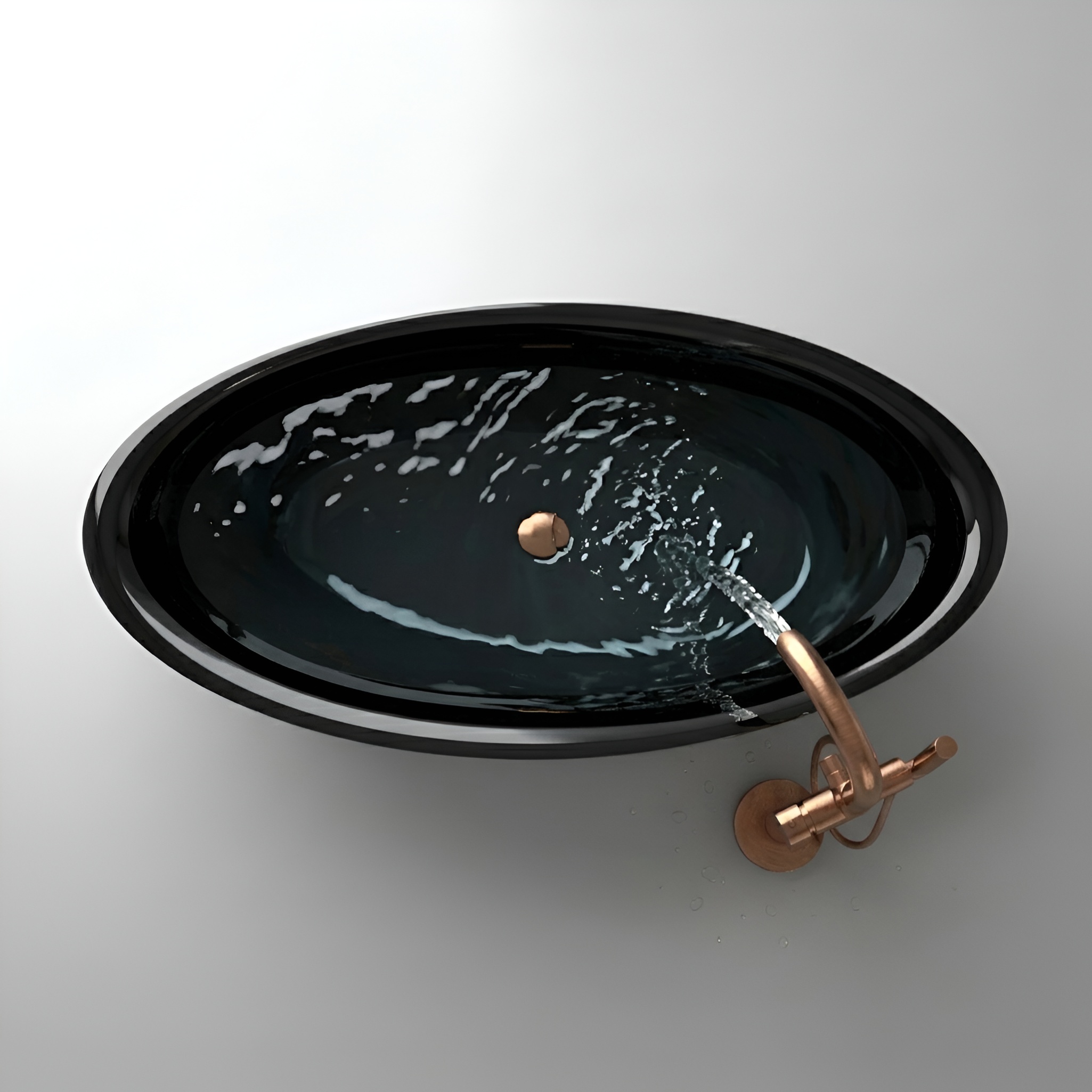 Baignoire îlot ovale Reus Black 1800, noir mat/brillant
