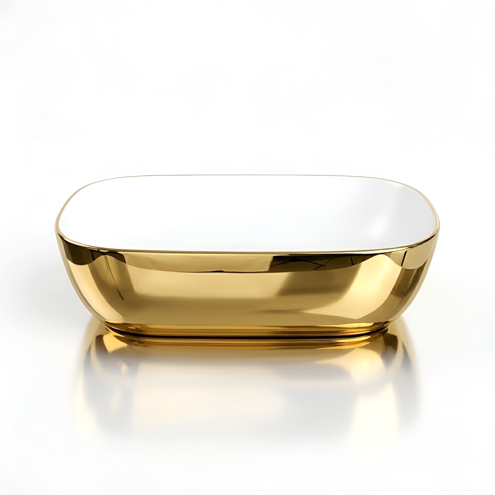 Vasque COSTA Gold/White en céramique blanc brillant avec touches dorées