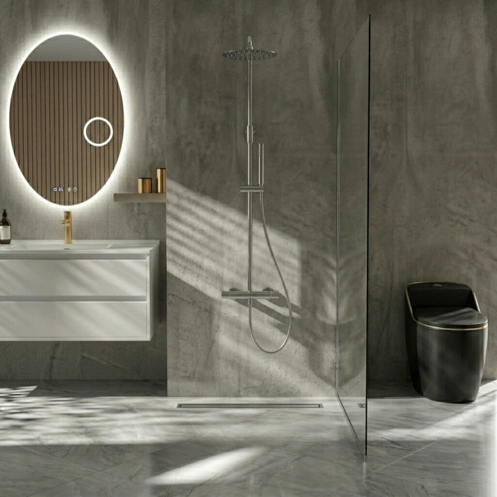 Ensemble de douche Orion Chrome avec thermostat en montage apparent