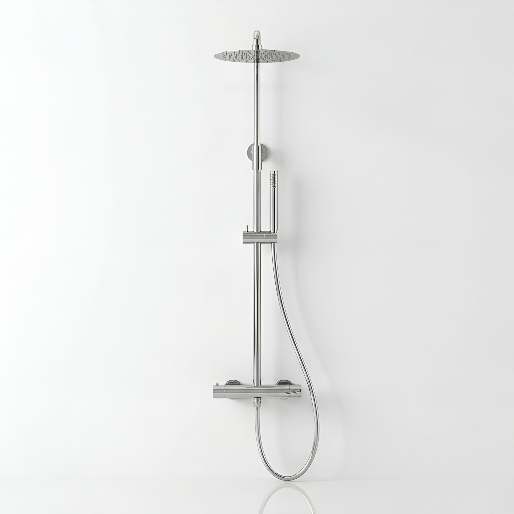 Ensemble de douche apparent Orion en chrome avec douche de pluie et douchette
