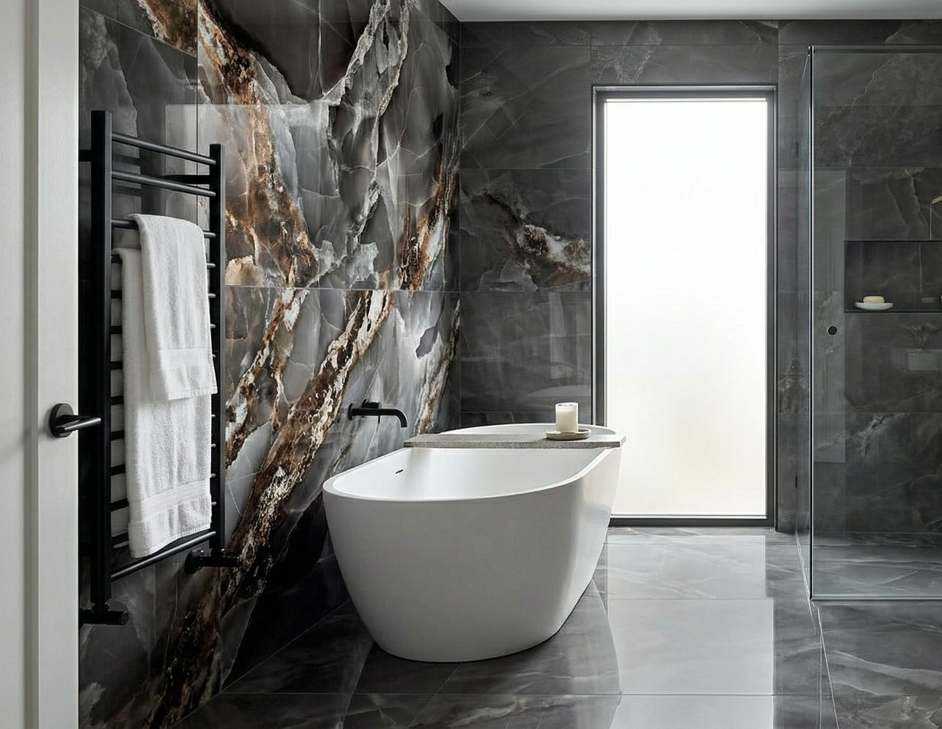 Grès cérame fin émaillé HG Dazzle Onyx Black à surface brillante