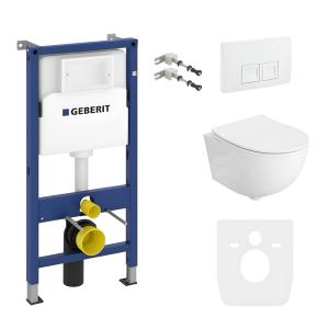 PACK COMPLET : bâti-support Geberit Duofix Basic + WC suspendu à fond creux Brava sans bride + plaque de commande Delta 25 pour double chasse - Image principale