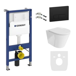 PACK COMPLET : Bâti-support Geberit Duofix Basic + WC suspendu à fond creux Galve sans bride + Plaque de déclenchement Delta 25 pour double chasse - Image principale