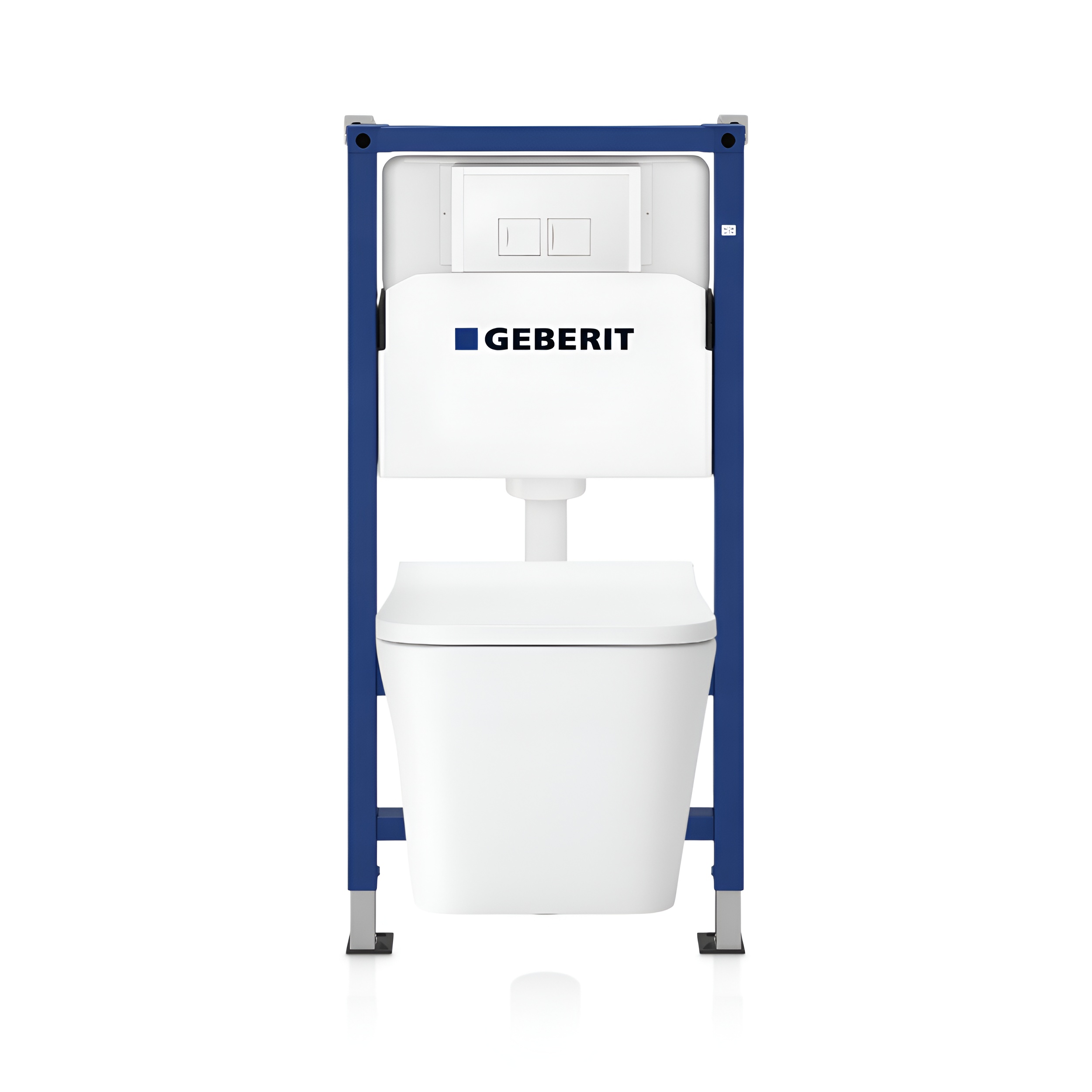 WC suspendu Maio blanc sans bride du pack complet avec bâti-support Geberit Duofix Basic