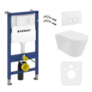 PACK COMPLET : bâti-support Geberit Duofix Basic + WC suspendu Versoni White sans bride avec système de chasse Tornado + plaque de déclenchement Delta 25 pour double chasse - Image principale