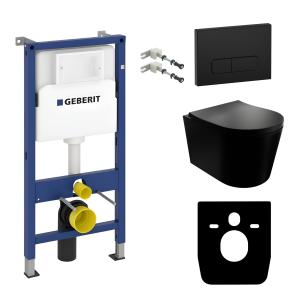 PACK COMPLET : bâti-support Geberit Duofix Basic + WC suspendu Versoni Black Edgeless avec système de chasse Tornado + plaque de déclenchement Delta 25 pour double chasse - Image principale