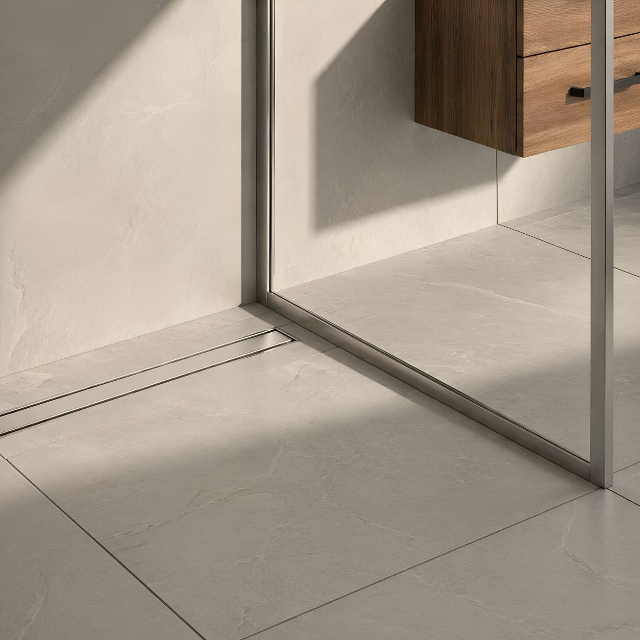 Caniveau de douche LINEAR SLIM 900, grille fine blanche