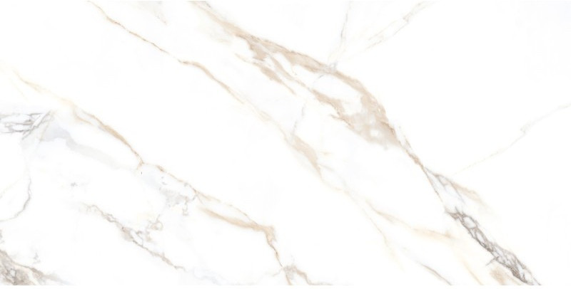 Carreau Kebo Gold poli, aspect marbre veiné d'or sur fond blanc, 60 × 120 cm