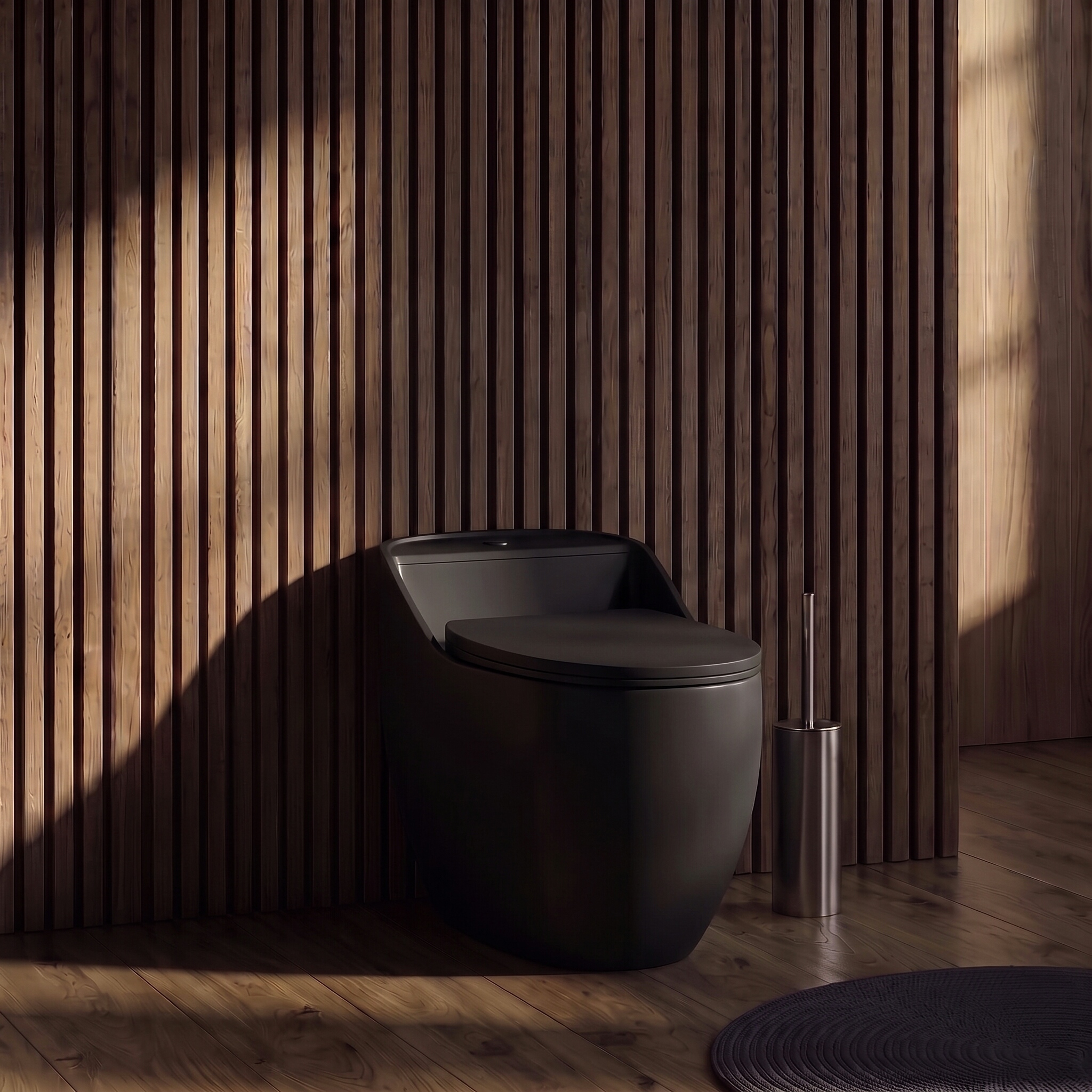 WC à poser SILIA RIM Black sans bride, céramique noir mat