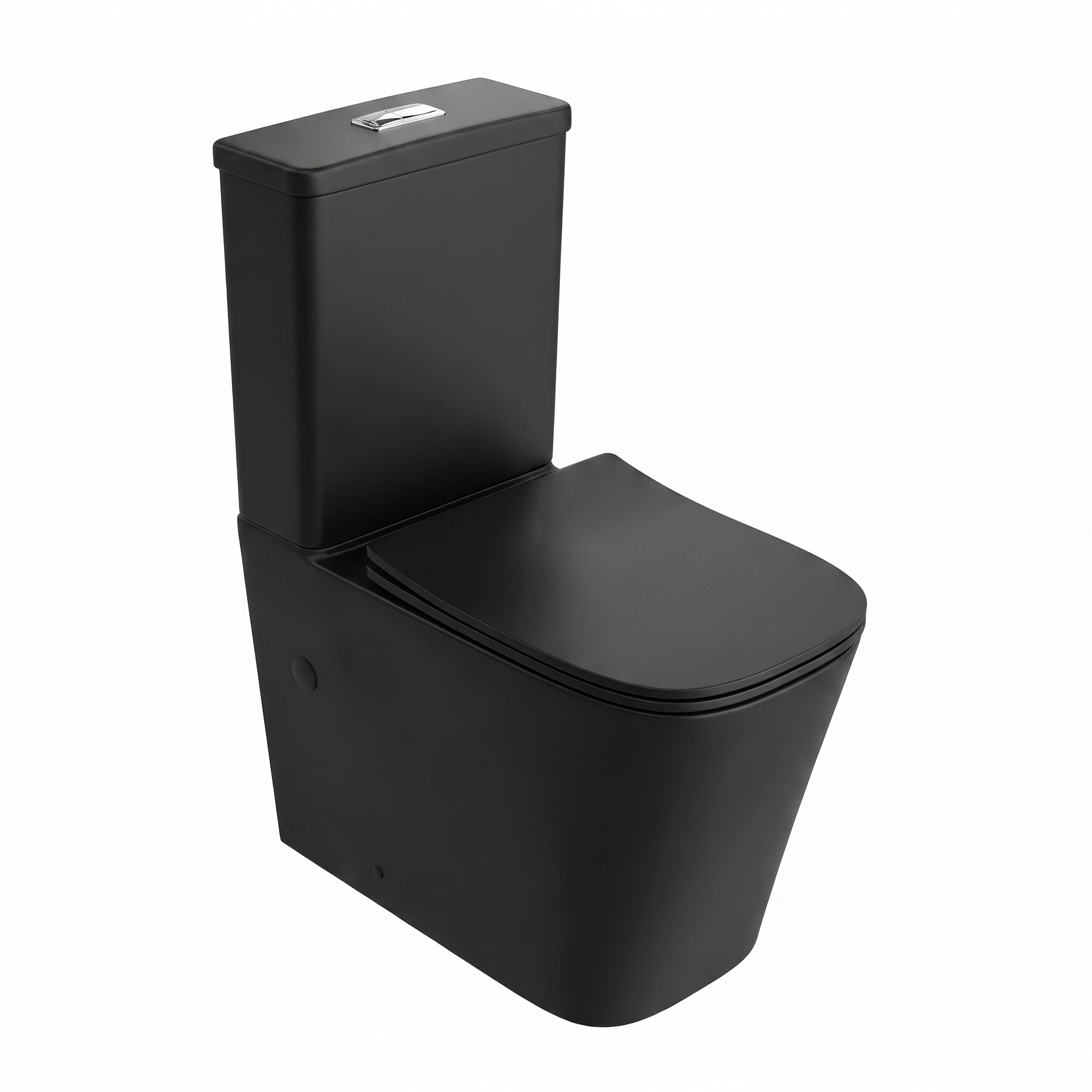 WC compact TRYTON BLACK – noir mat, sans bride de rinçage, design rectangulaire