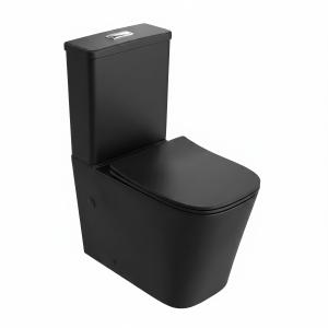 WC compact TRYTON BLACK – noir mat, sans bride de rinçage, design rectangulaire - Image principale