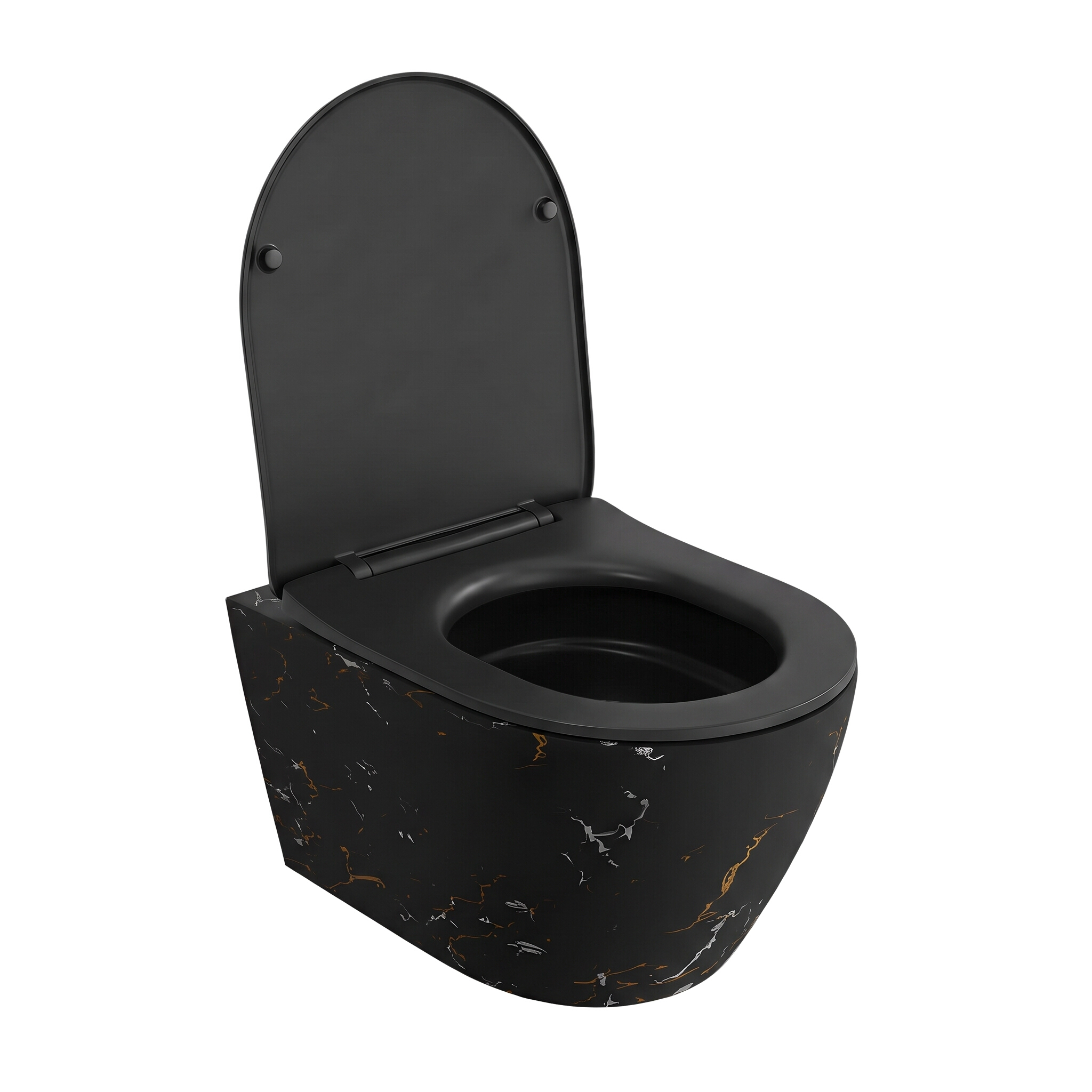 Cuvette WC suspendue Sofi Slim Fire 3.0 en noir mat, abattant noir