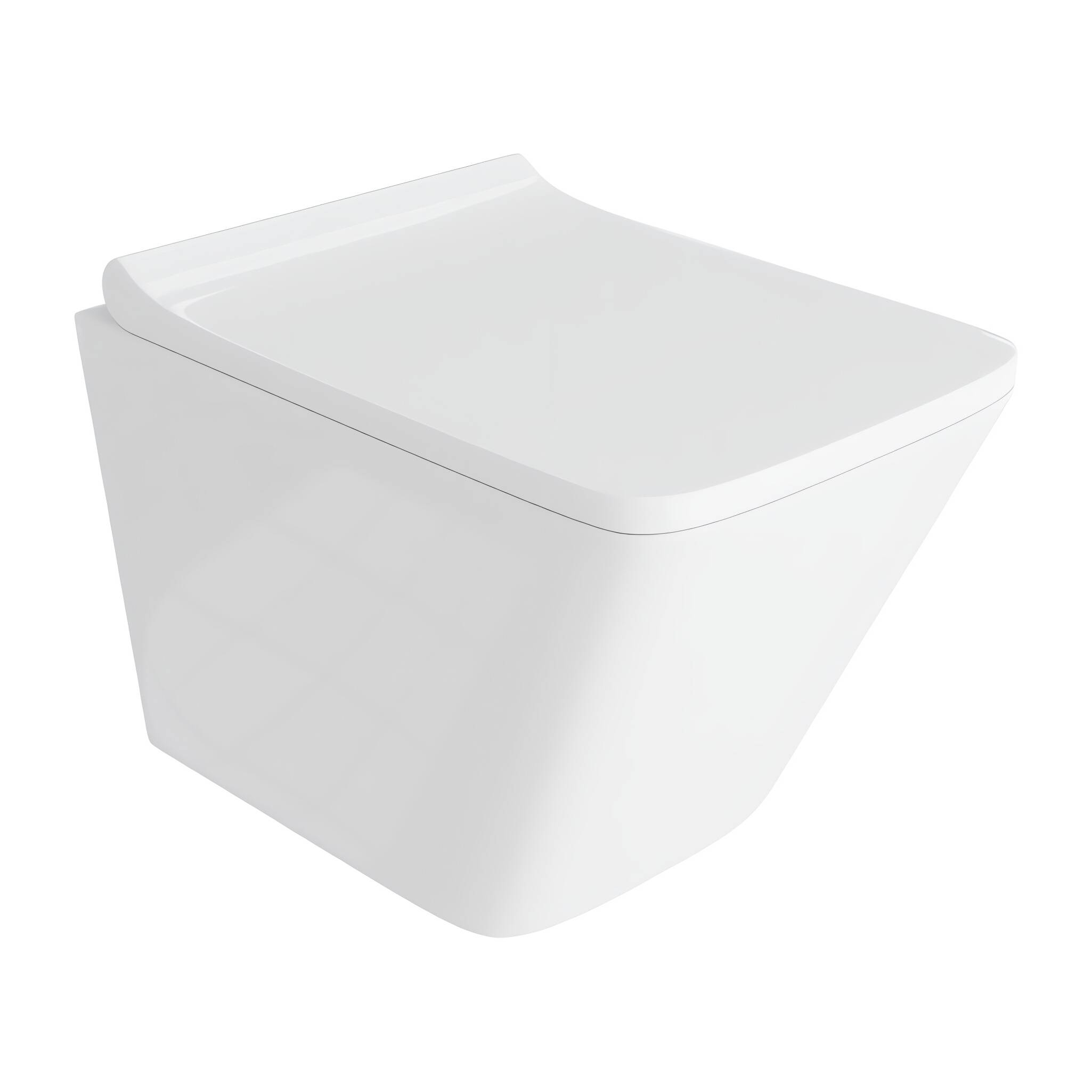 WC suspendu LAGO blanc brillant avec abattant blanc en duroplast
