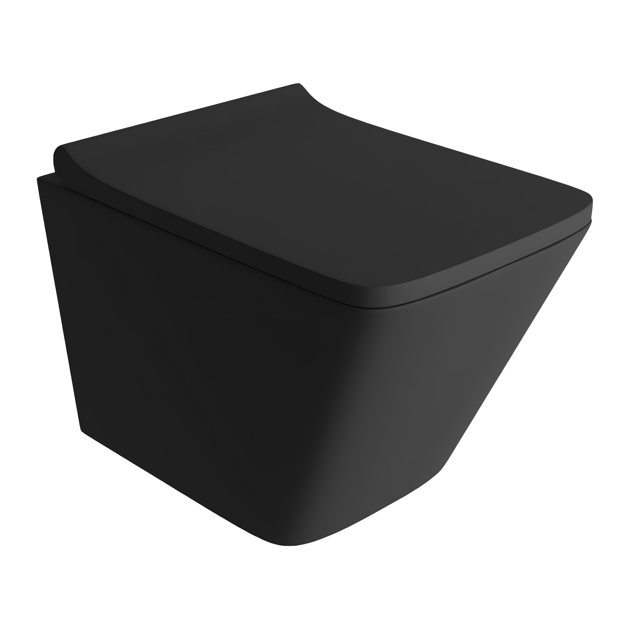 WC suspendu Lago Black noir mat avec abattant noir en duroplast