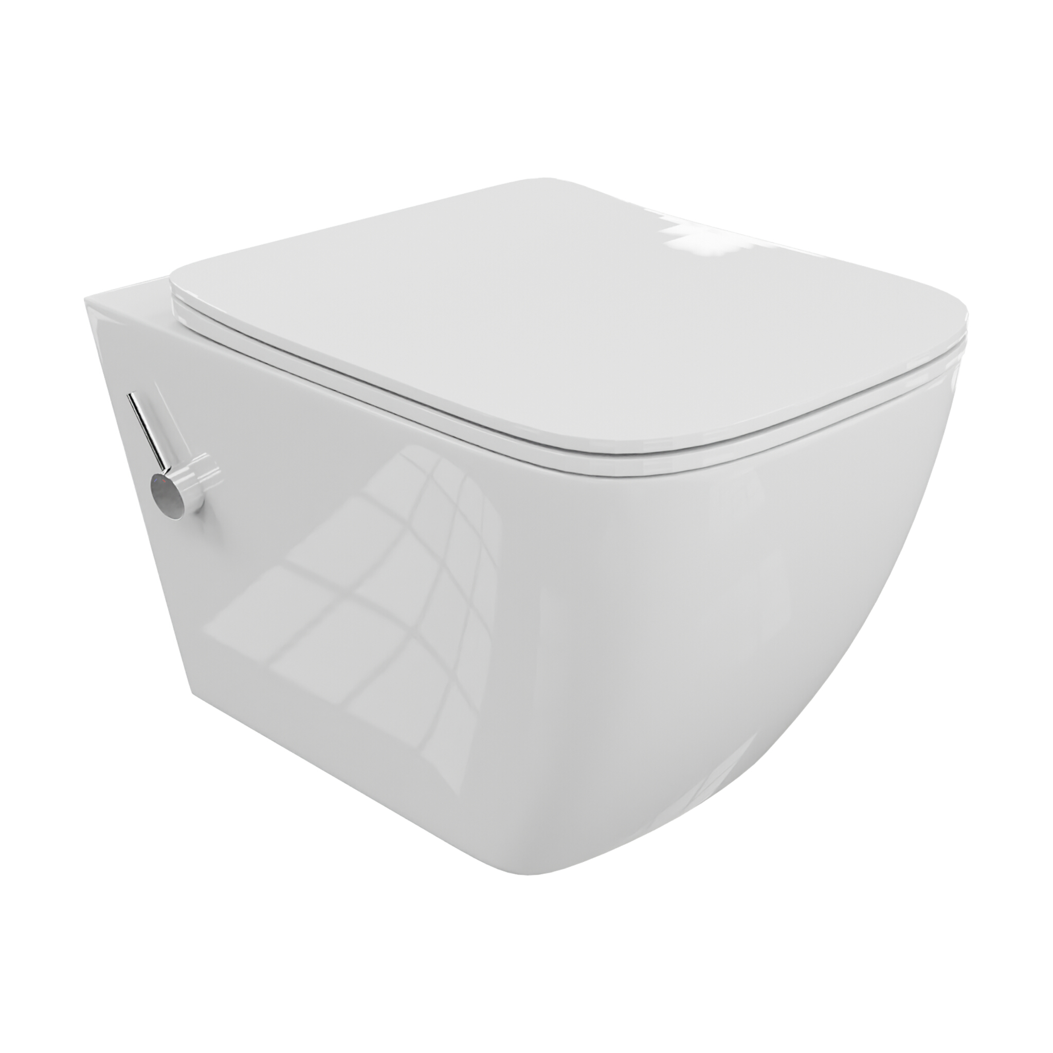 WC suspendu PARANA avec fonction bidet – modèle 2 en 1 sans bride, blanc brillant