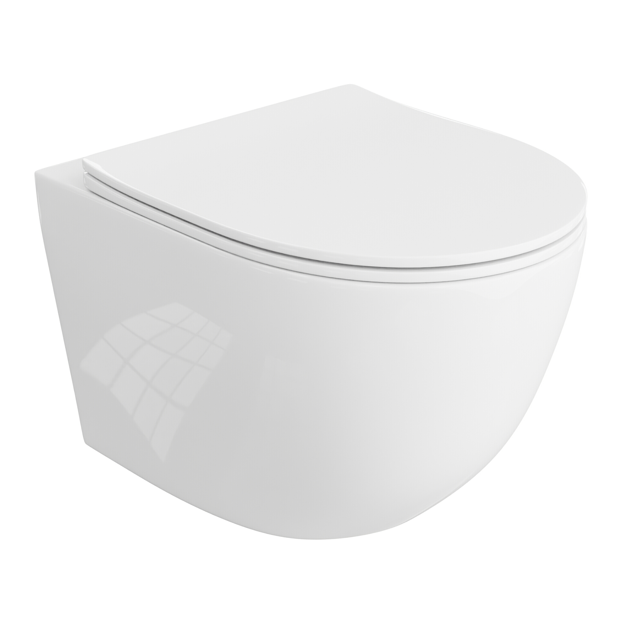 WC suspendu Sinto 2.0 en céramique blanc brillant avec abattant blanc