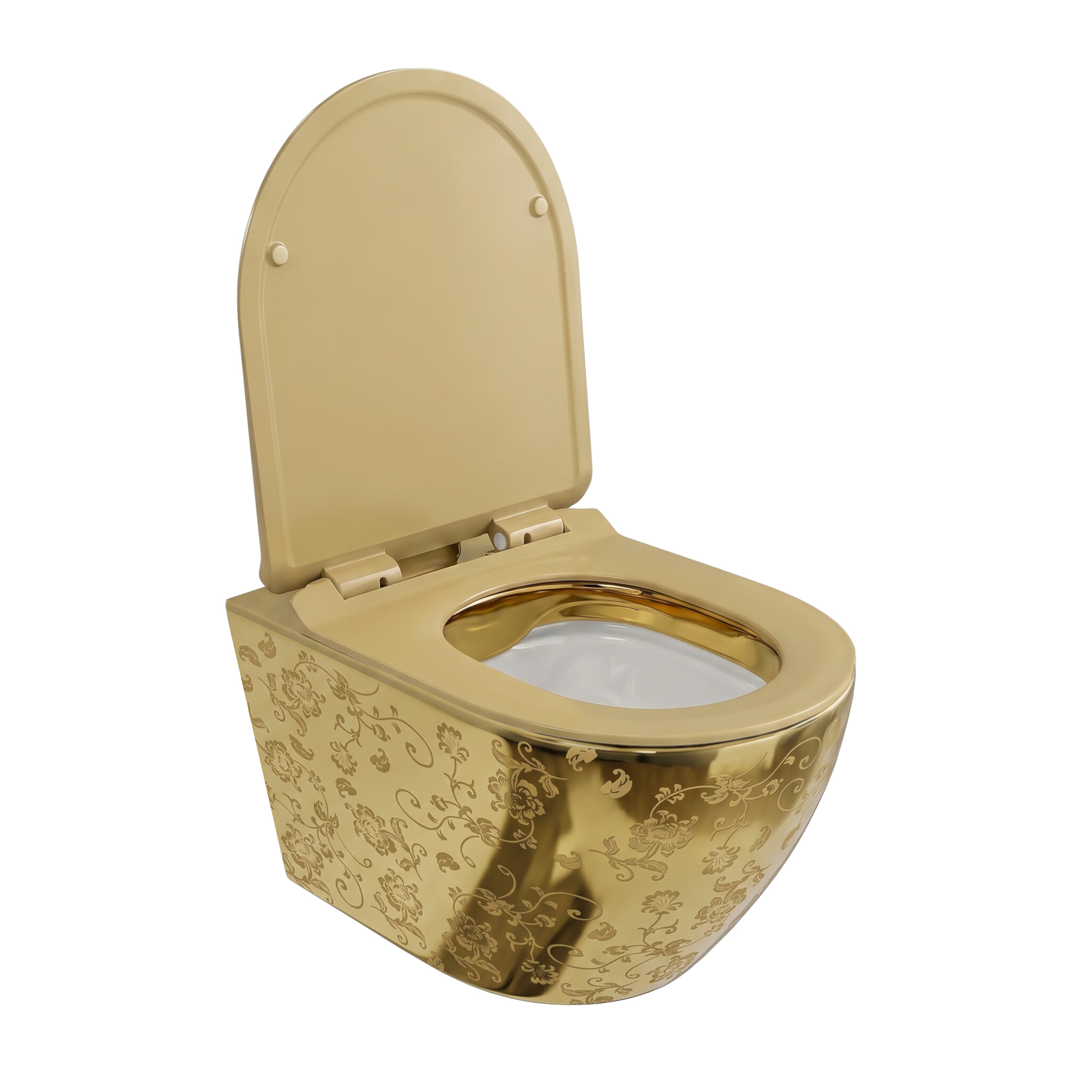 WC suspendu SOFI SLIM GOLDEN EYE doré avec abattant Slim