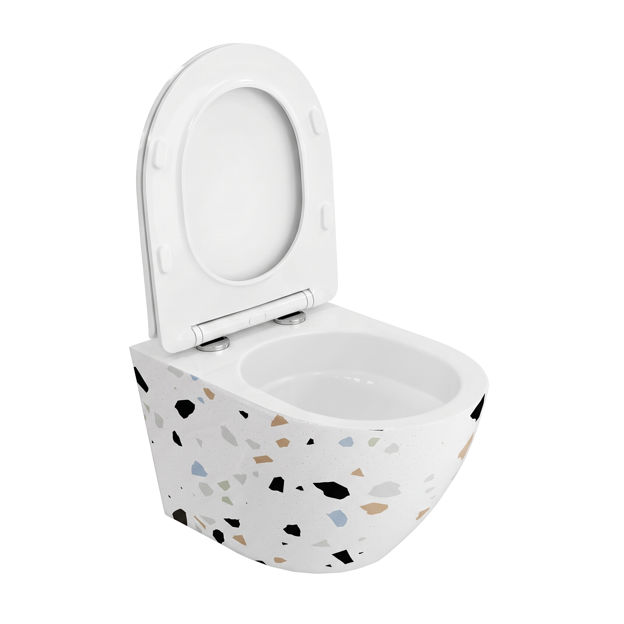 WC suspendu Sofi Slim Stone 3.0 en céramique blanc brillant avec abattant blanc