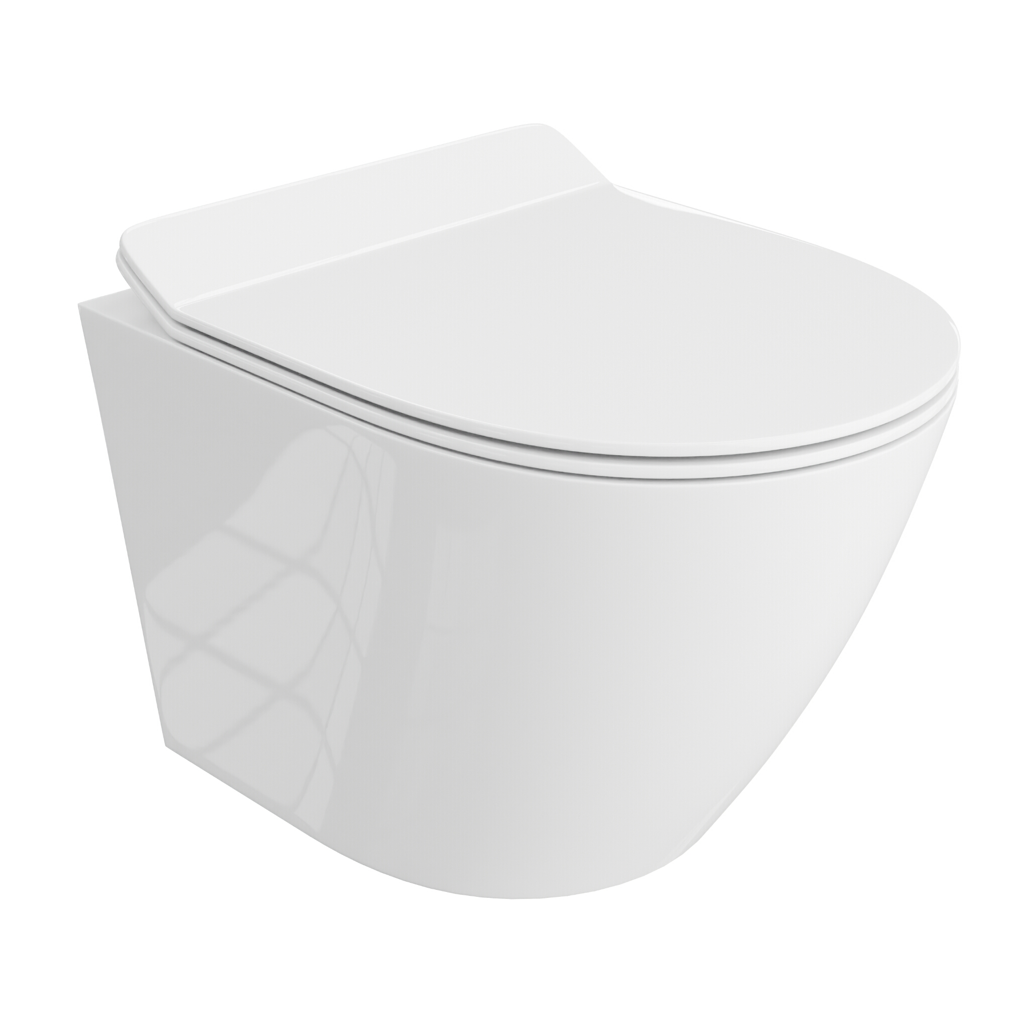WC suspendu SOGO SLIM blanc brillant à la forme semi-ovale