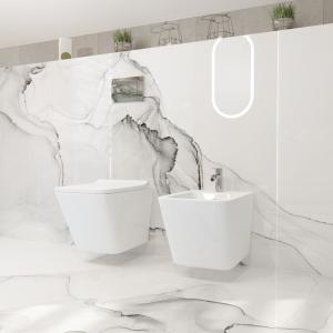 Bidet suspendu LAGO – design rectangulaire élégant avec surface antibactérienne et 15 ans de garantie - Image supplémentaire