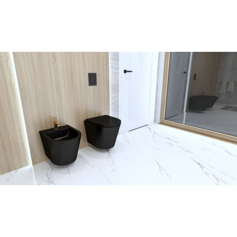 Bidet suspendu GALVE BLACK noir mat, de la série GALVE BLACK