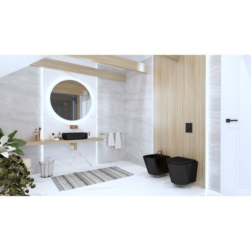 Bidet suspendu GALVE BLACK, céramique sanitaire noir mat