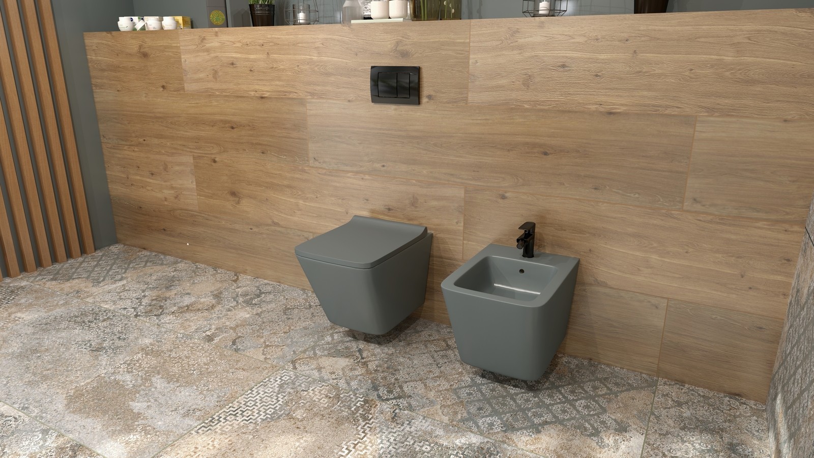 Bidet suspendu LAGO GREY gris mat de la série LAGO
