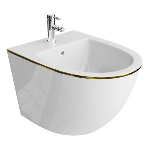 Bidet suspendu SOFI Gold Line avec liseré dorée décorative - Image principale