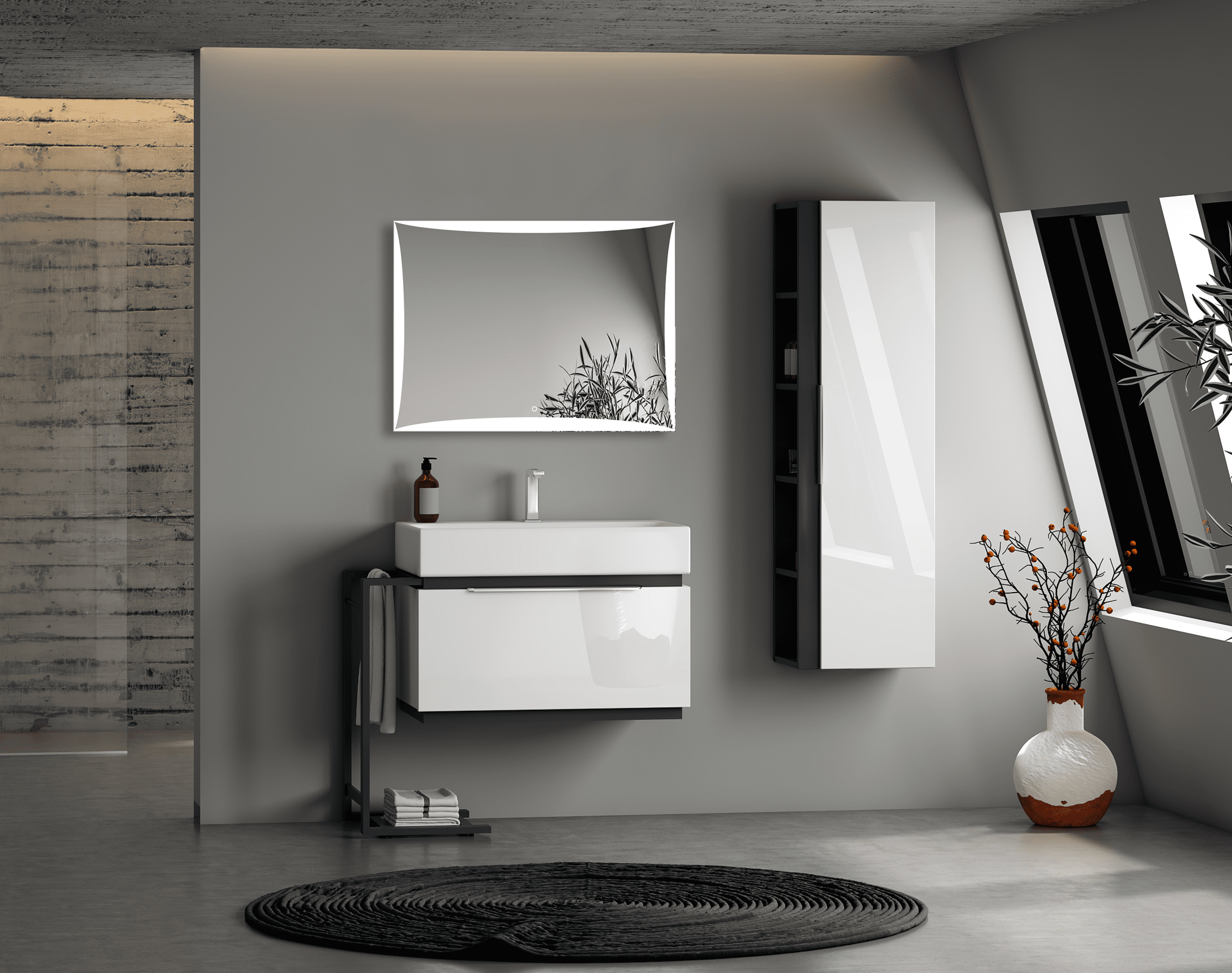 Miroir rectangulaire TETYDA avec interrupteur tactile