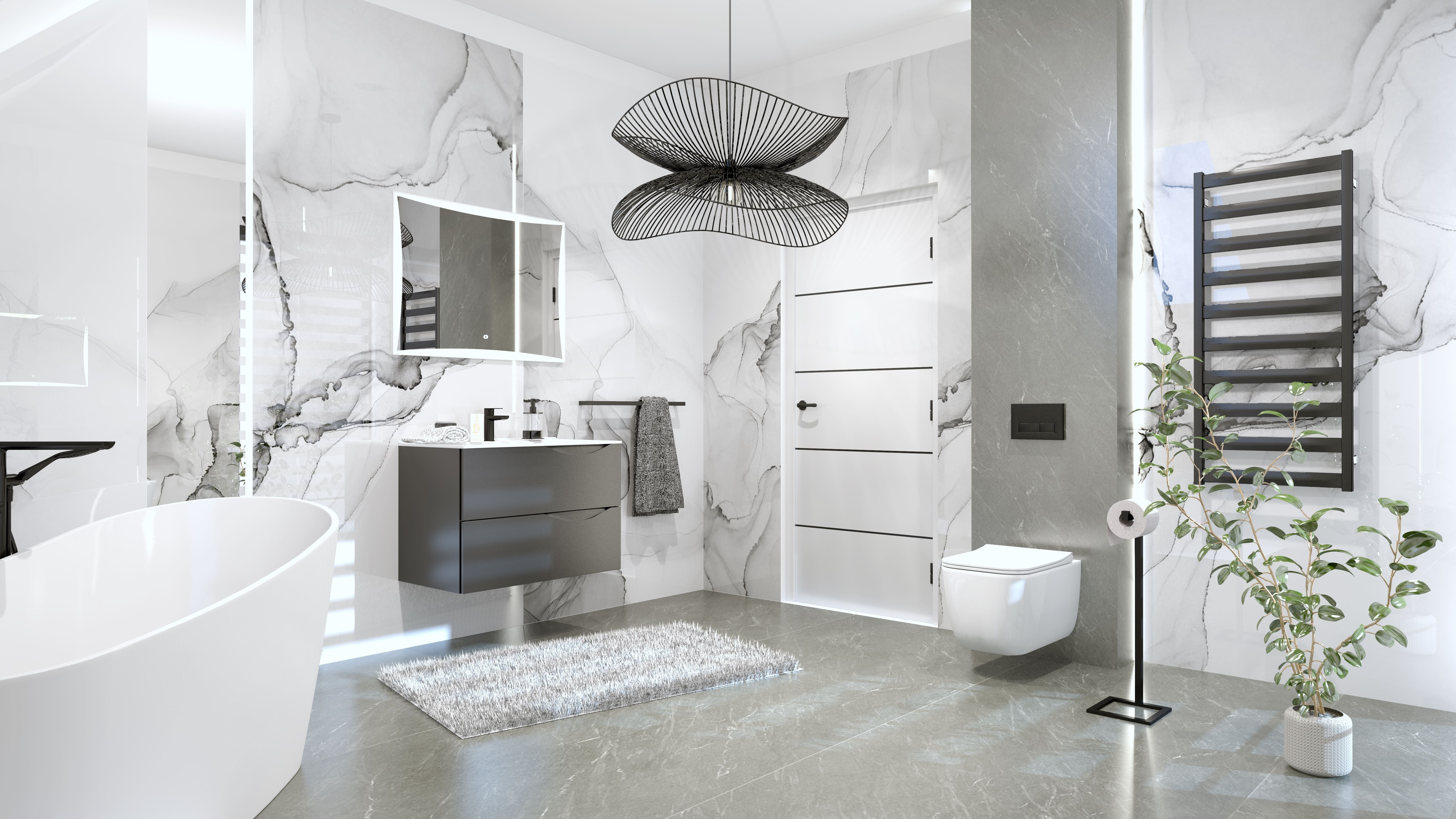 Miroir de salle de bains TETYDA avec éclairage LED