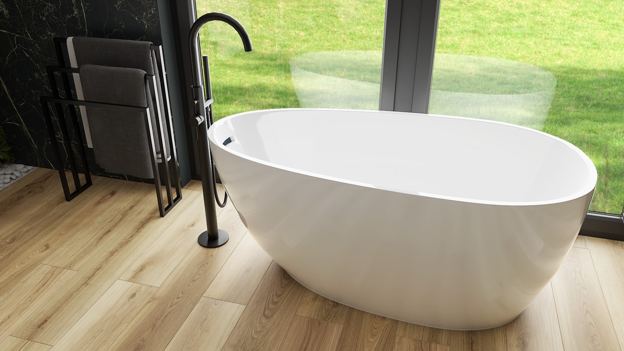 Baignoire LACRIMA 1700 en forme de goutte, blanc brillant