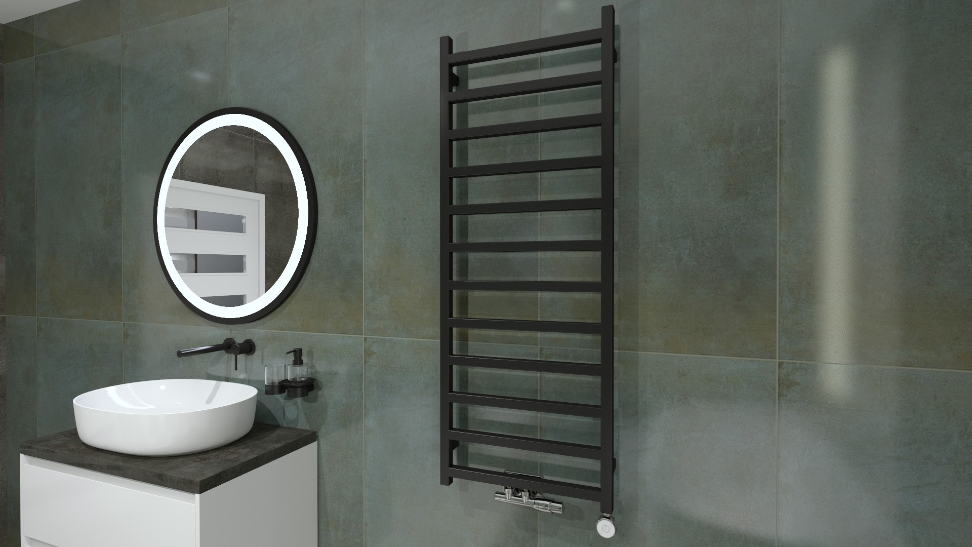 Sèche-serviettes Lungo Black 1320, noir mat