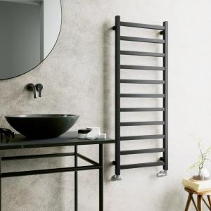 Radiateur sèche-serviettes Lungo Black 960 – 960 x 500 mm, noir mat en acier à faible teneur en carbone - Image supplémentaire
