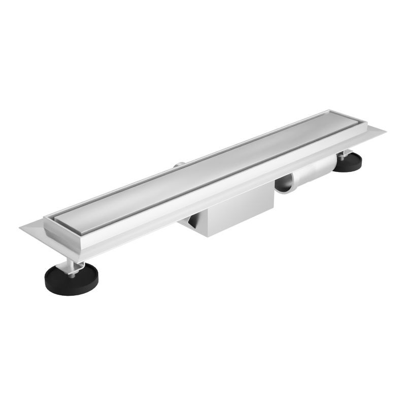 Caniveau de douche linéaire PLATE STEEL 600 – acier inoxydable, faible hauteur d'encastrement, DN 40, 35 l/min